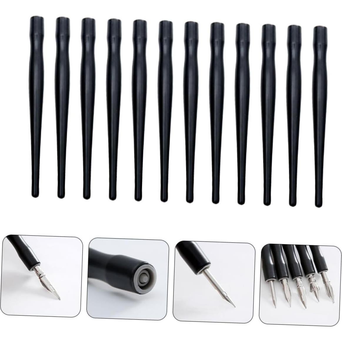 Soportes de Pluma de Cómic Tofficu - 12 Piezas, Negro, Fino 0.3mm