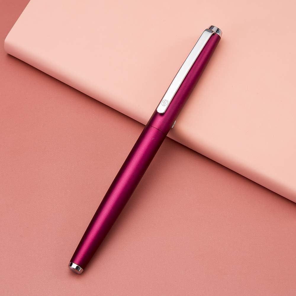 Pluma Fuente HongDian Metálica Púrpura Punta Curvada 0.6mm