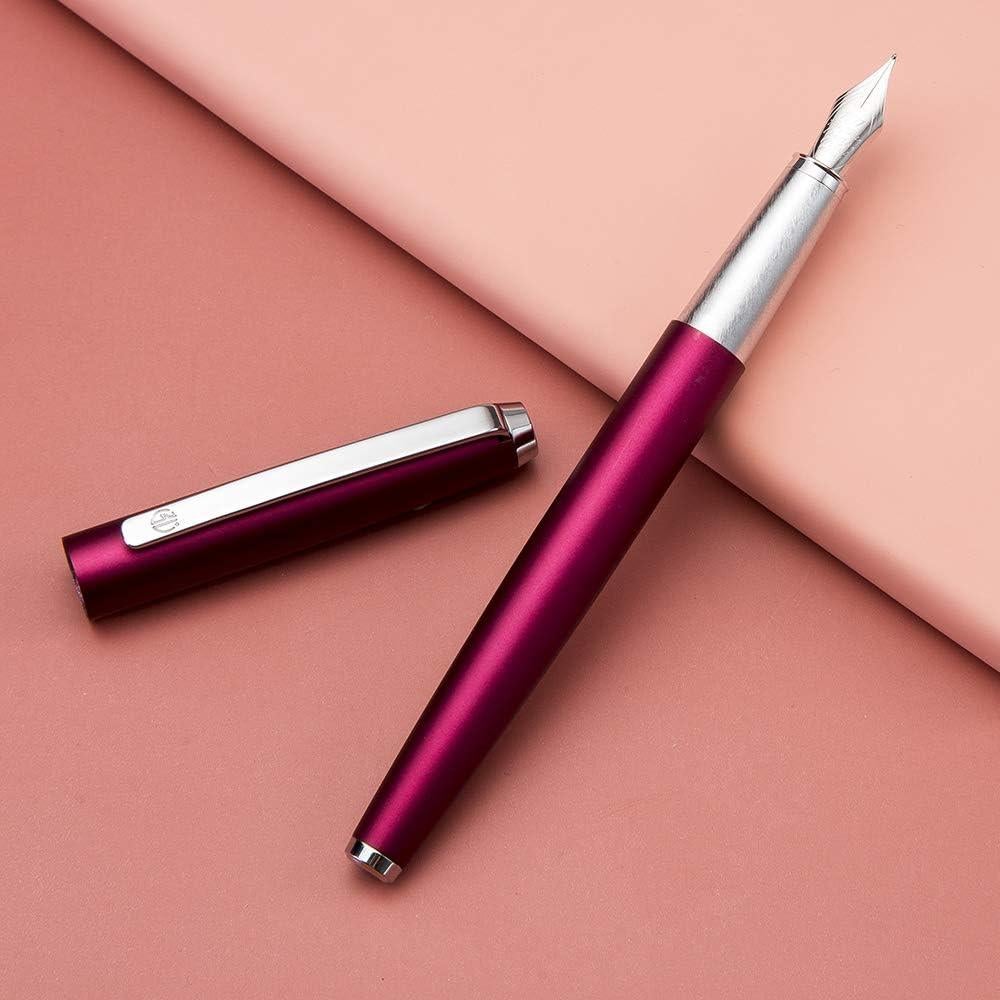 Pluma Fuente HongDian Metálica Púrpura Punta Curvada 0.6mm