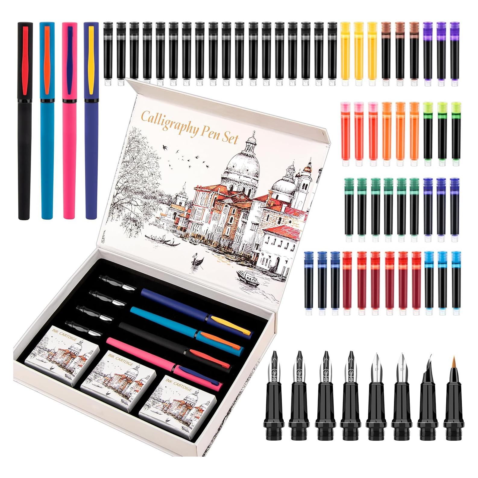 Juego de Plumas Caligráficas AIYNC con 4 Plumas y 60 Cartuchos