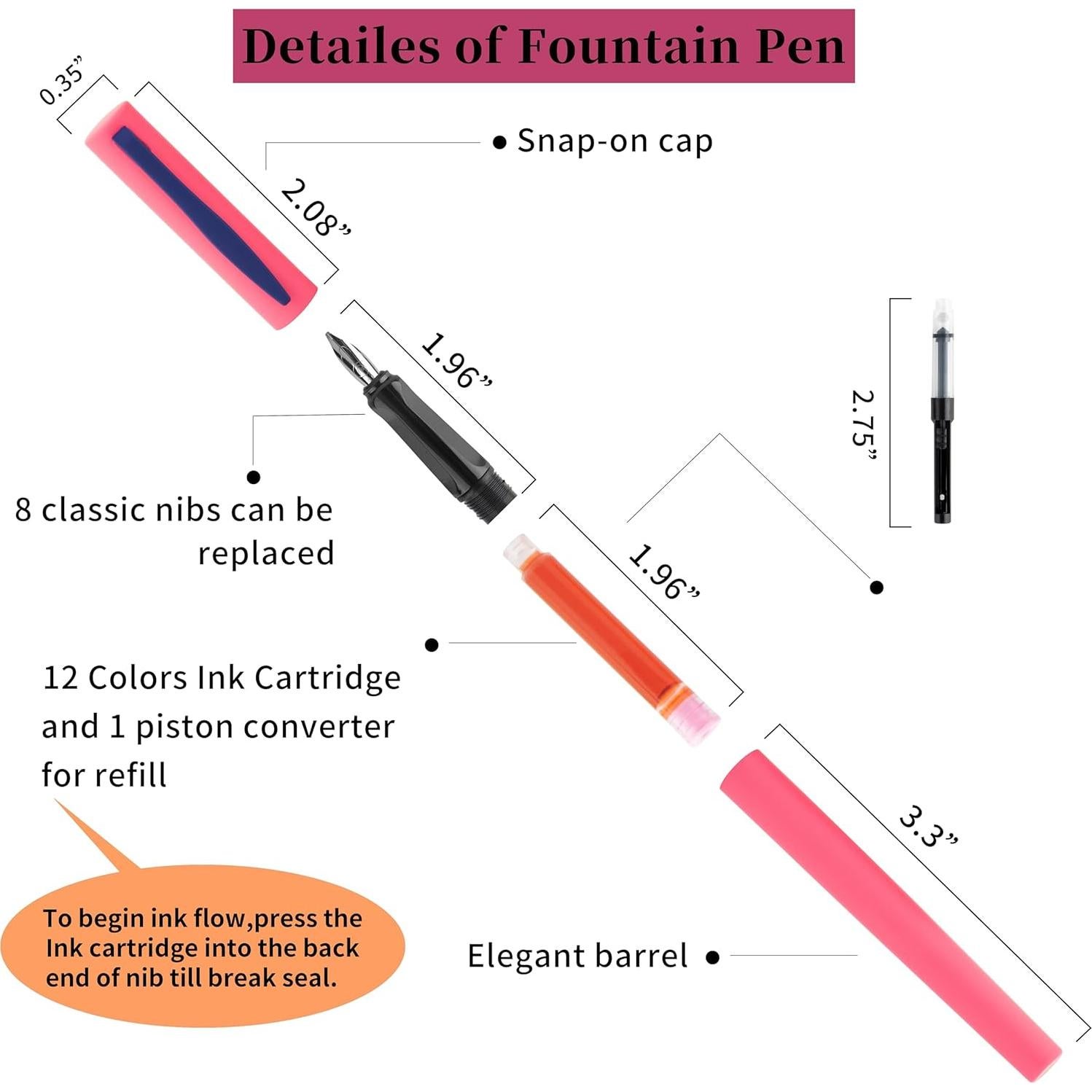 Juego de Plumas Caligráficas AIYNC con 4 Plumas y 60 Cartuchos