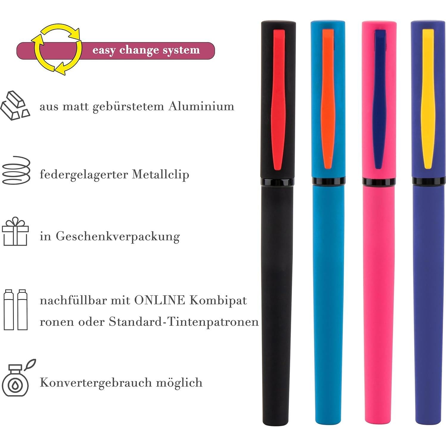 Juego de Plumas Caligráficas AIYNC con 4 Plumas y 60 Cartuchos