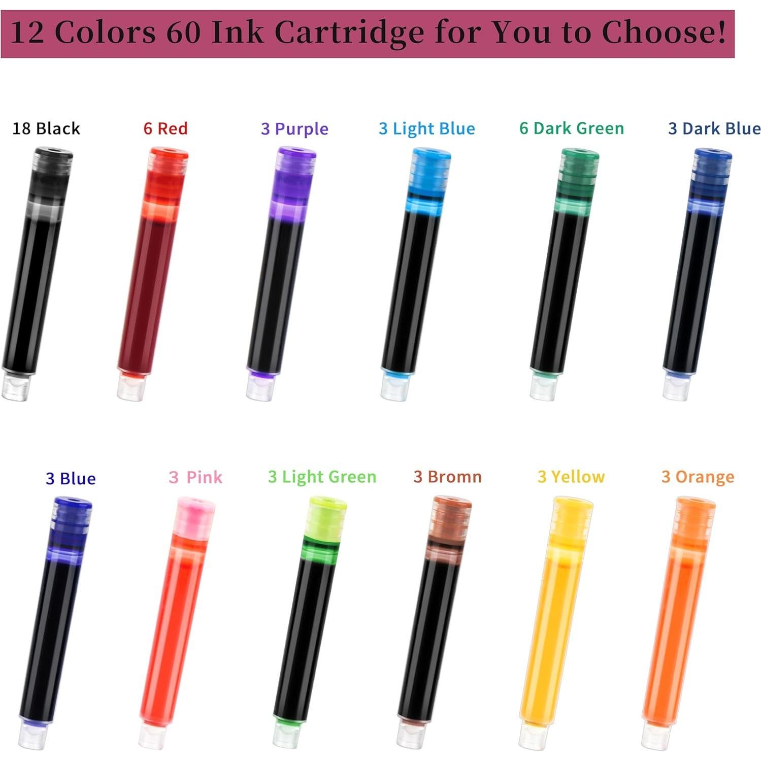 Juego de Plumas Caligráficas AIYNC con 4 Plumas y 60 Cartuchos