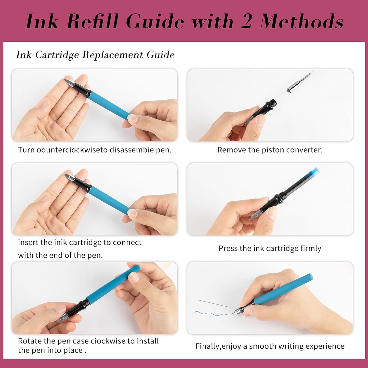 Juego de Plumas Caligráficas AIYNC con 4 Plumas y 60 Cartuchos