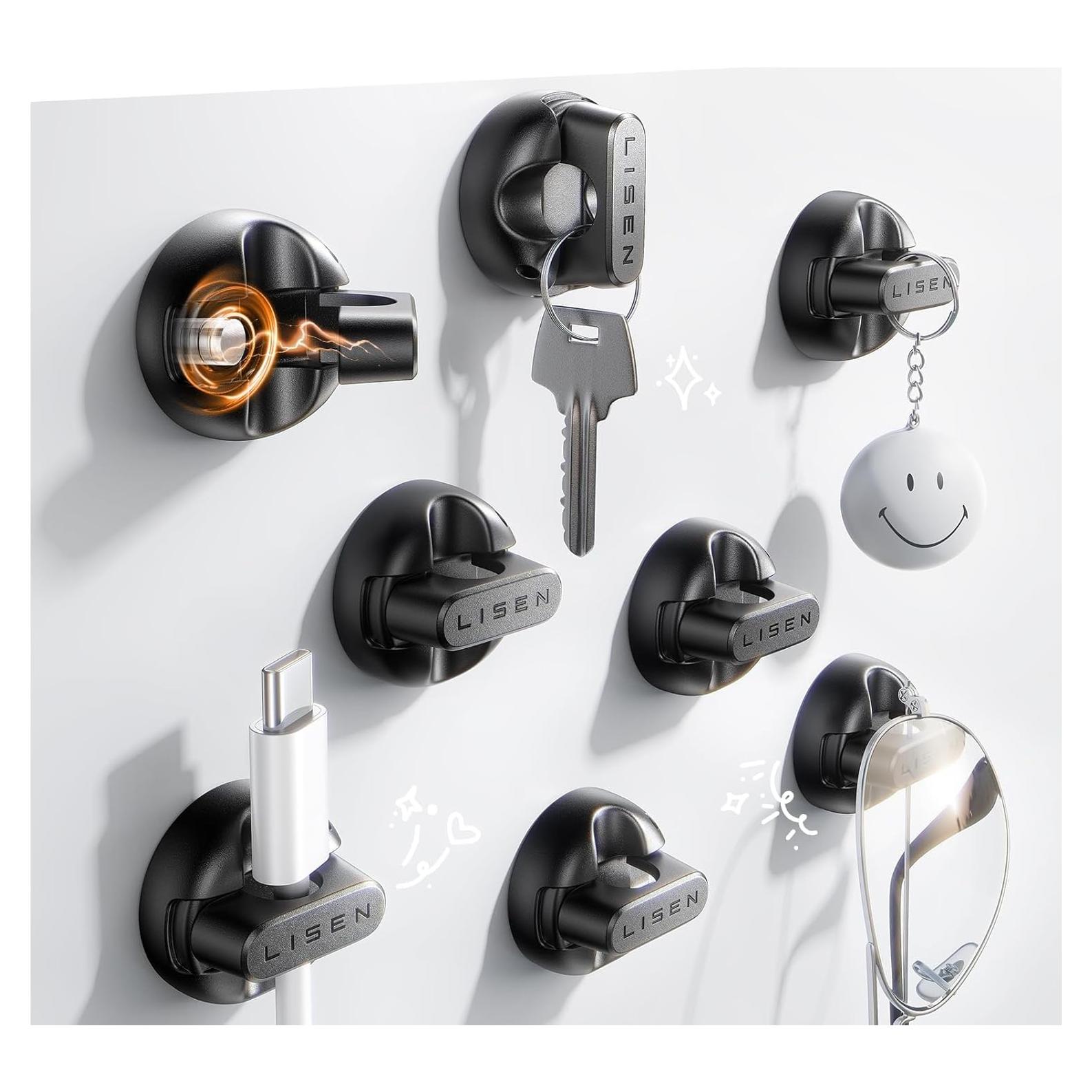 Clip de Cable Magnético LISEN 8 Paquetes con Adhesivo Fuerte