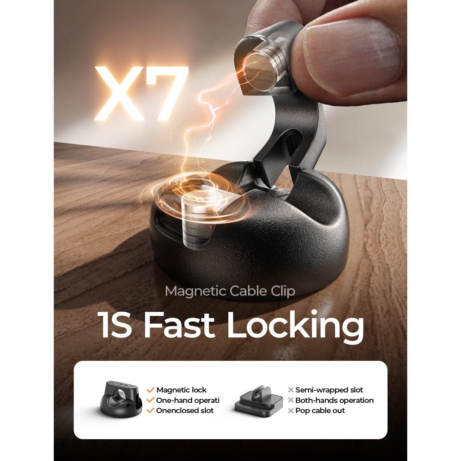 Clip de Cable Magnético LISEN 8 Paquetes con Adhesivo Fuerte