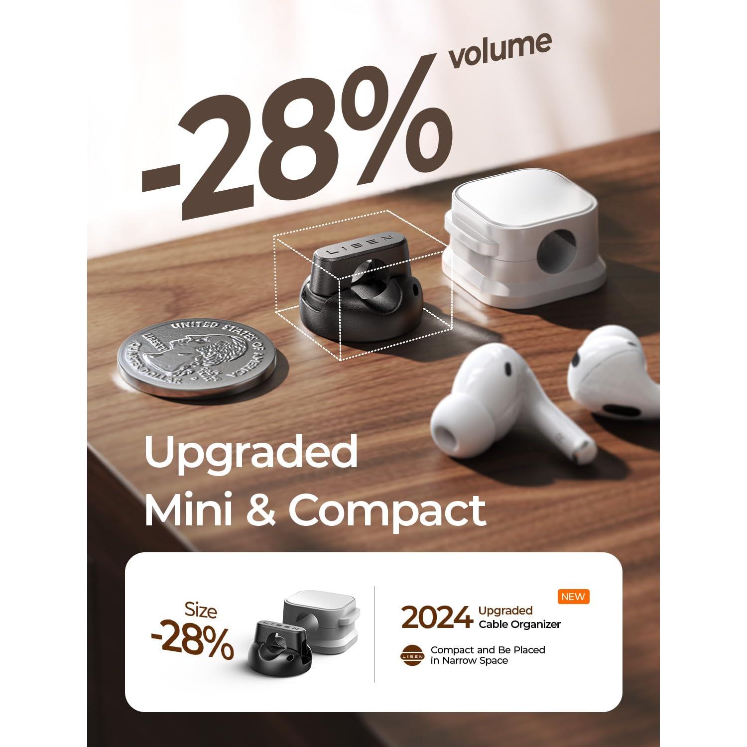 Clip de Cable Magnético LISEN 8 Paquetes con Adhesivo Fuerte