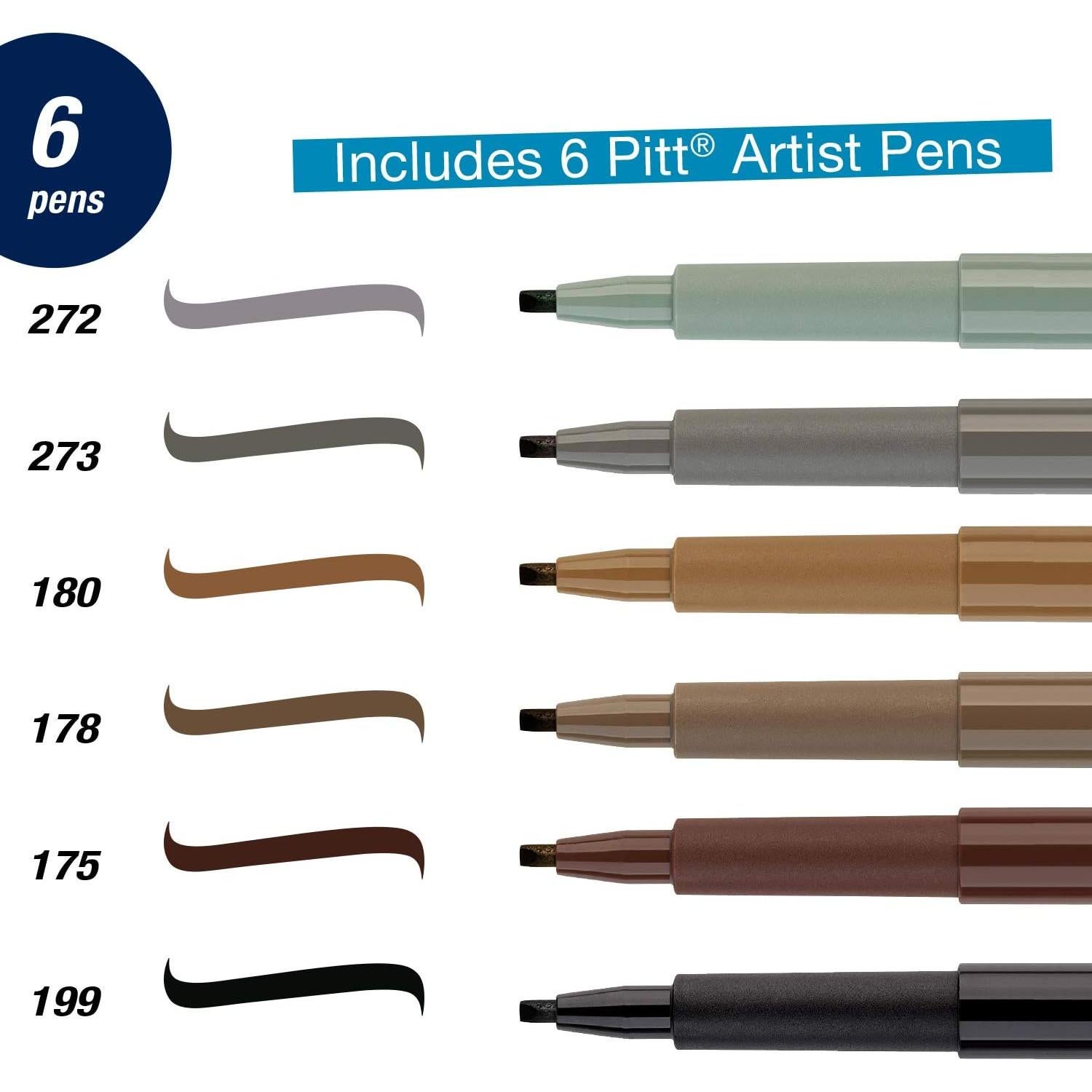 Set de Plumas de Caligrafía Faber-Castell Pitt Artist - 6 Colores Sutiles