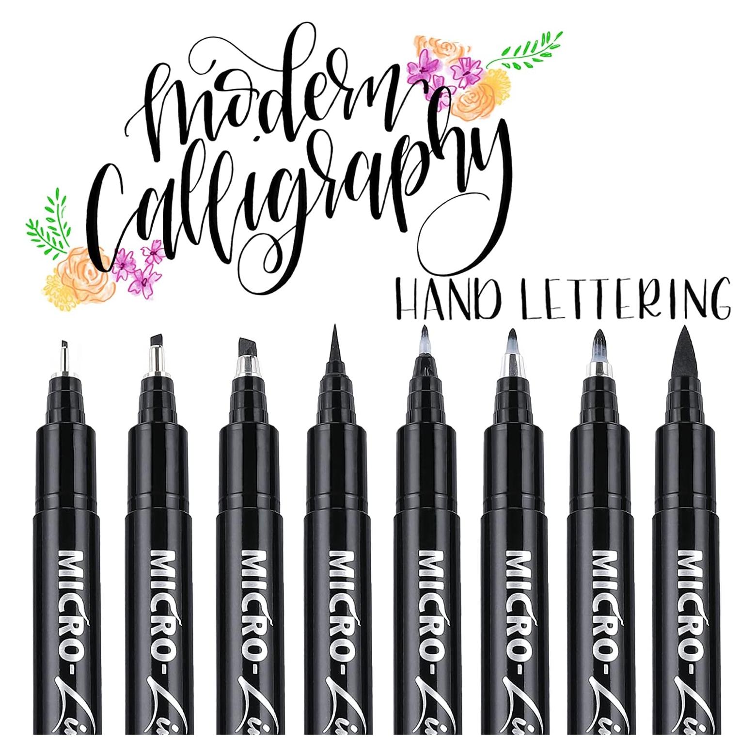 Set de Plumas de Caligrafía Dyvicl - 8 Tamaños, Tinta Negra