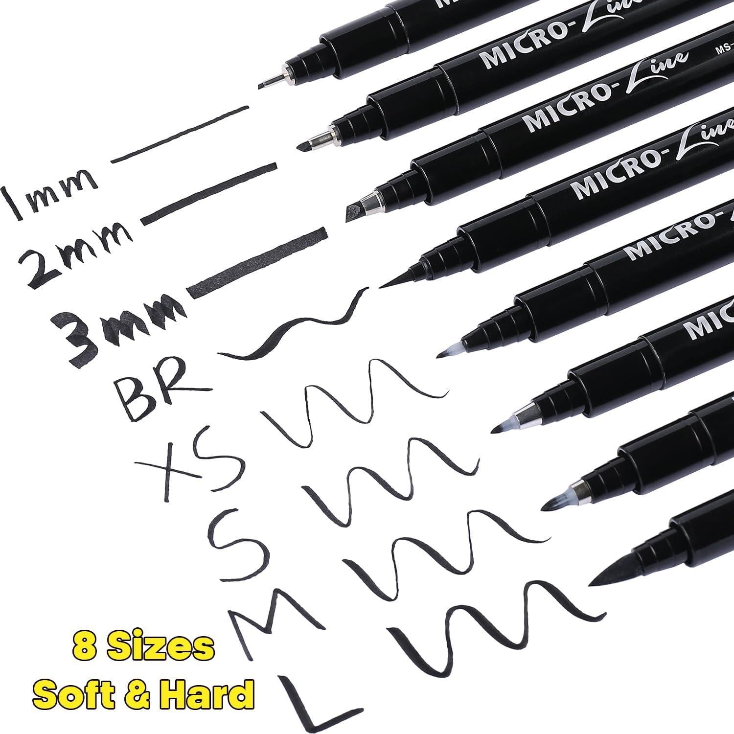 Set de Plumas de Caligrafía Dyvicl - 8 Tamaños, Tinta Negra