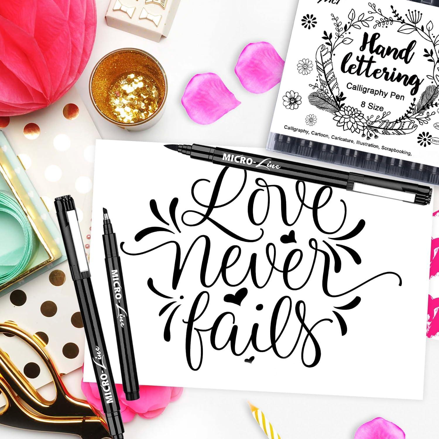 Set de Plumas de Caligrafía Dyvicl - 8 Tamaños, Tinta Negra