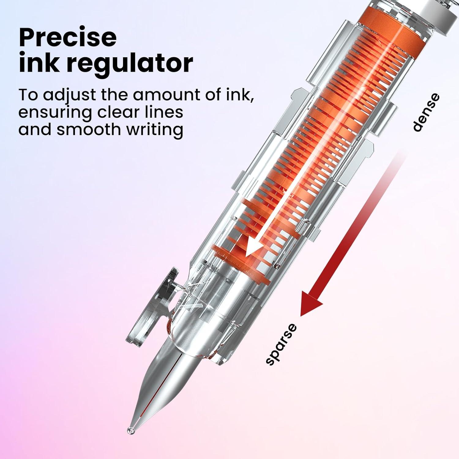 Pluma Estilográfica Retráctil WRITECH con 5 Cartuchos Tinta Negra