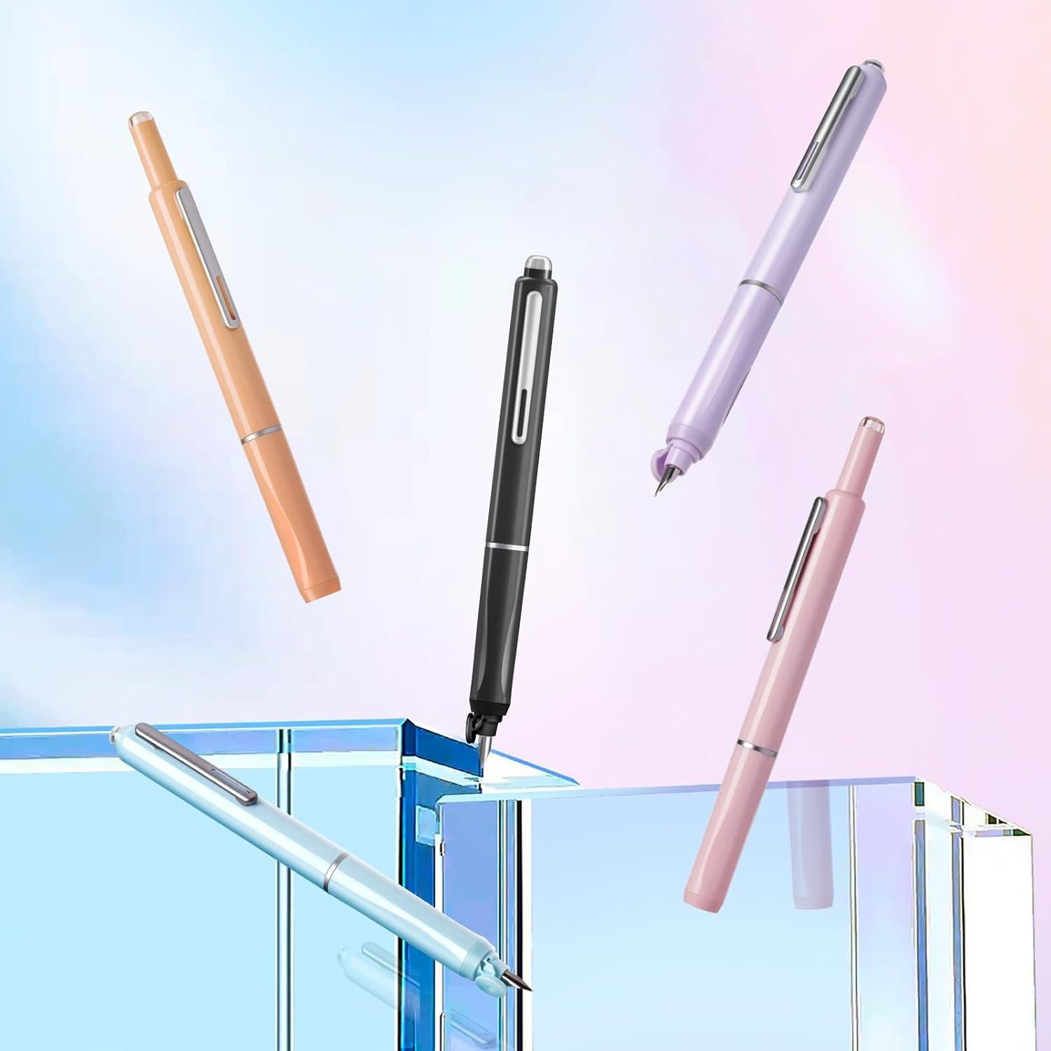 Pluma Estilográfica Retráctil WRITECH con 5 Cartuchos Tinta Negra