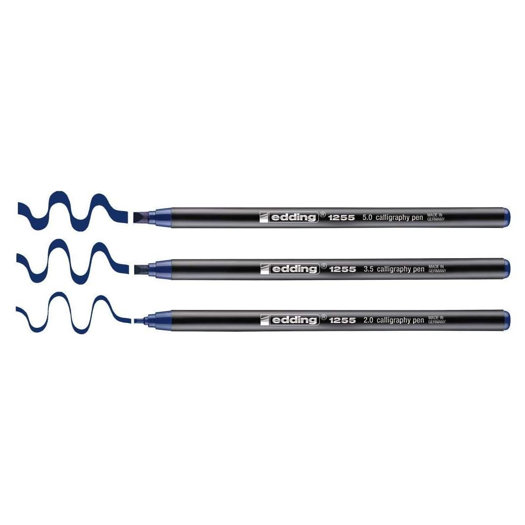 Pluma de Caligrafía Edding 1255 - Set de 3 - Azul Acero - Punta 2-5 mm
