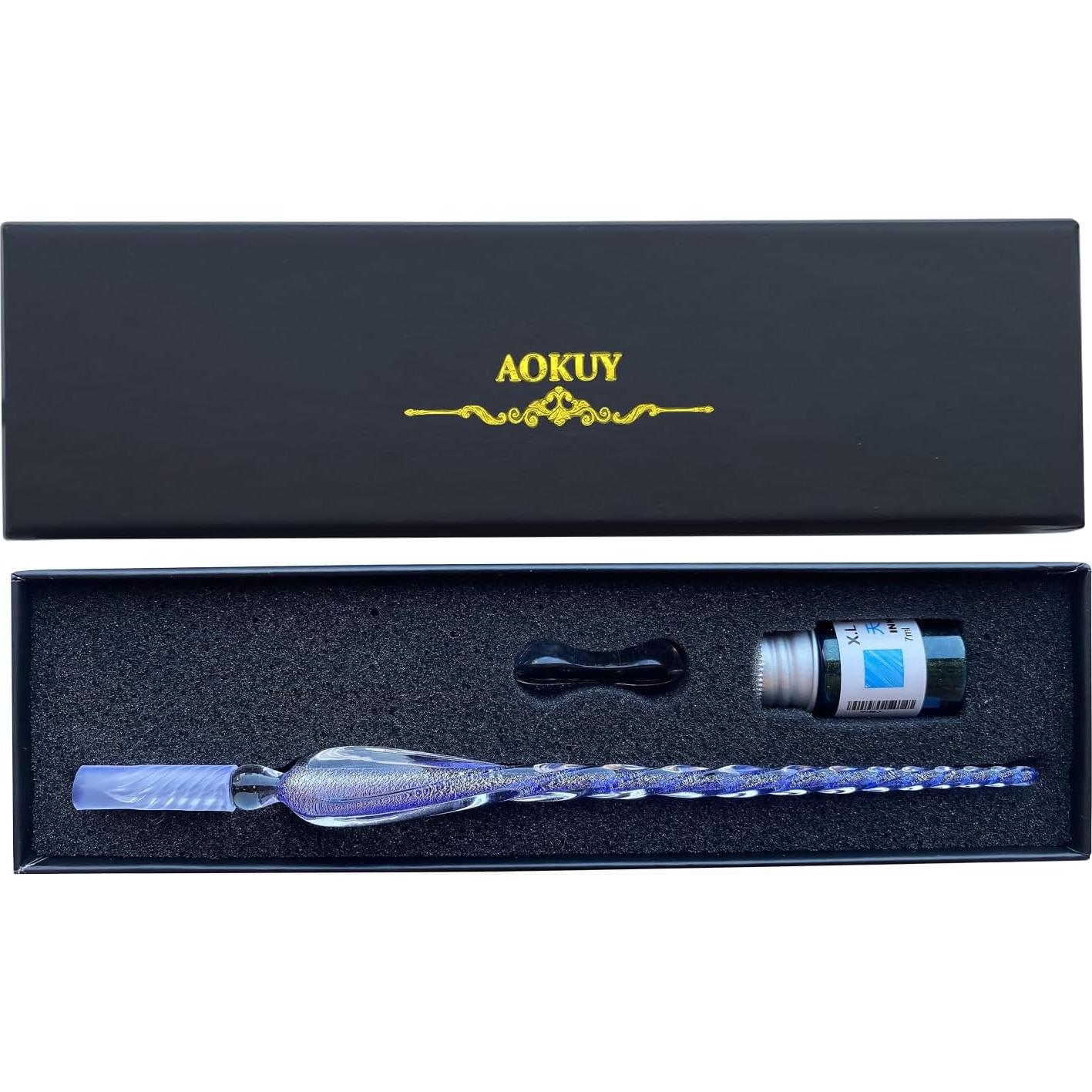 Juego de Plumas de Buceo de Vidrio AOKUY - 4 Piezas Azul