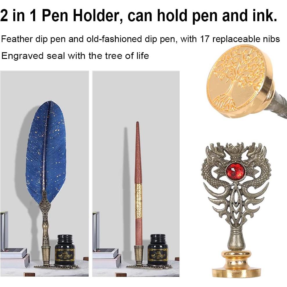 Juego de Tinta de Pluma AIYNC Azul 30 Piezas con Sello