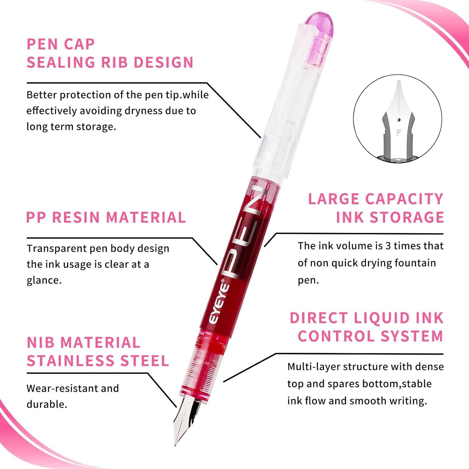 Plumas Fuente Desechables EYEYE 8 Colores Punta Fina 0.5mm