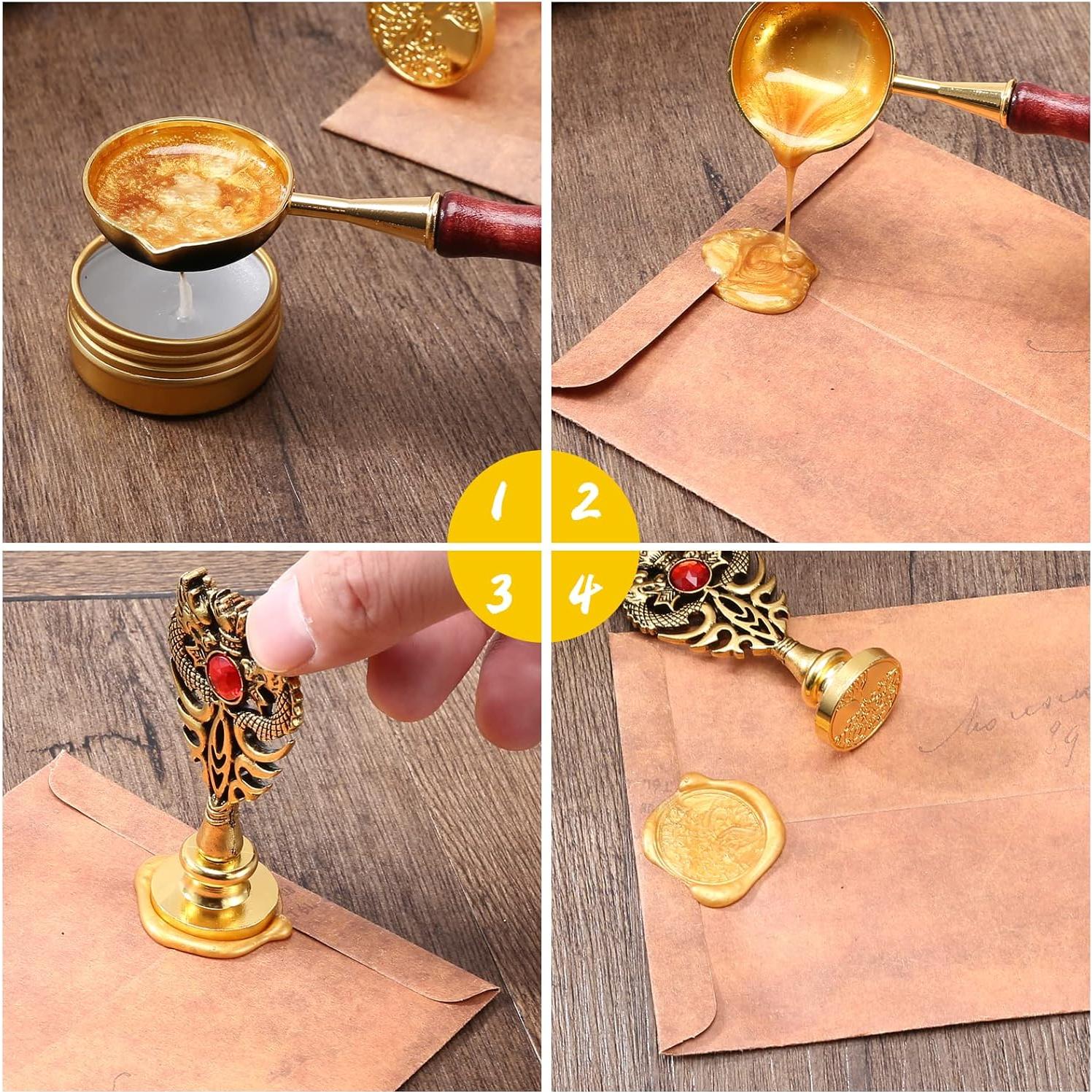 Juego de Caligrafía Junhartt con Plumas y Sello de Cera