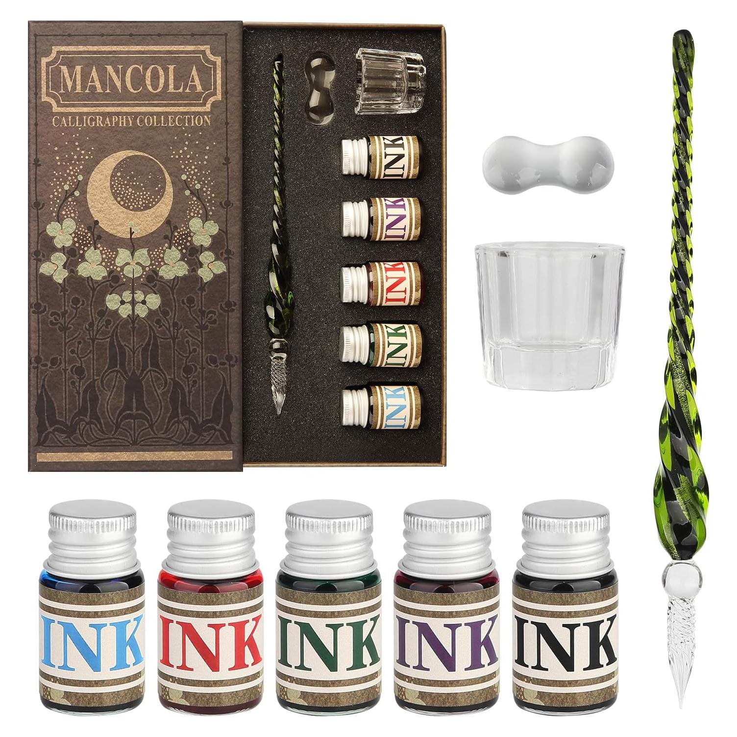 Juego de Plumas de Caligrafía Mancola con 5 Tintas Multicolor