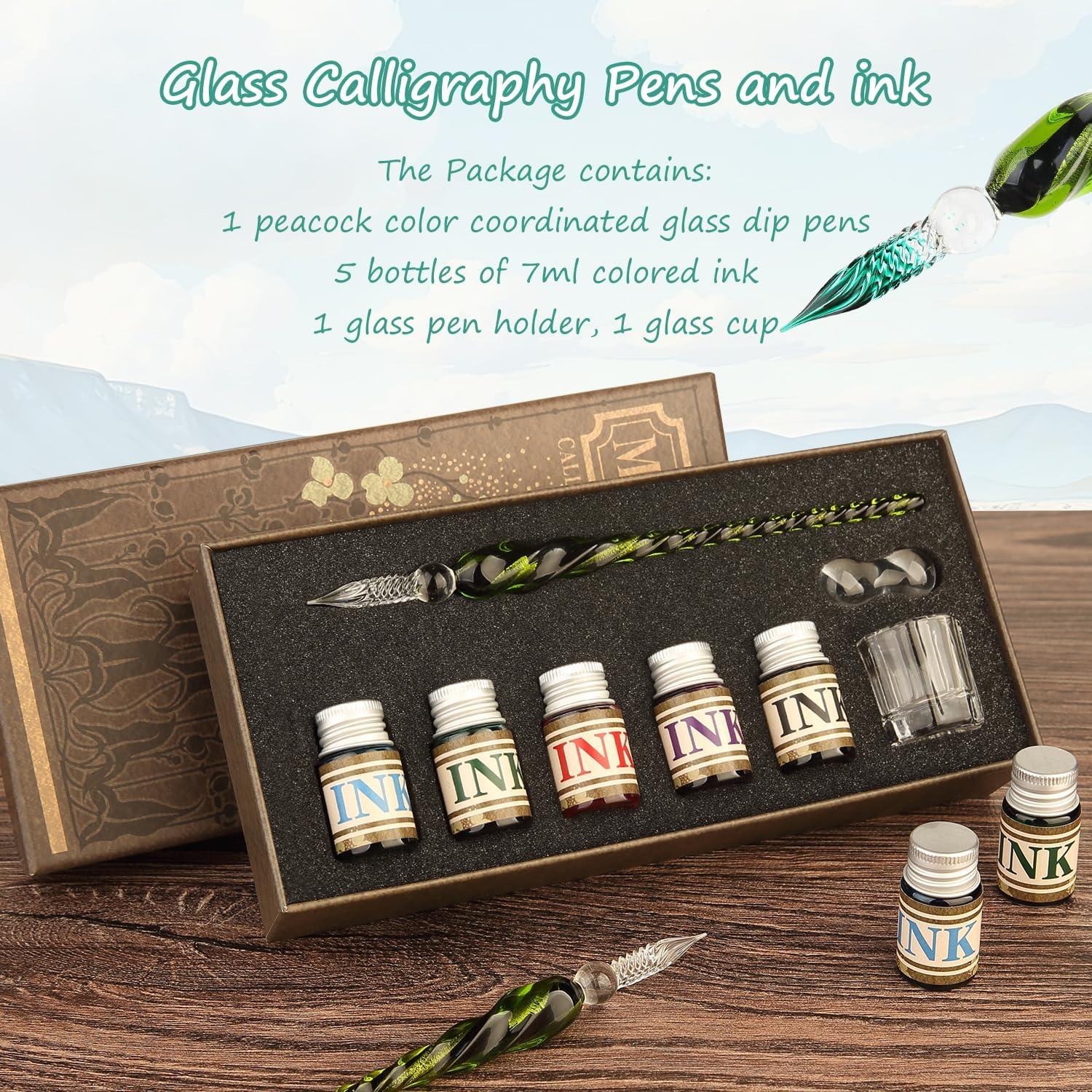 Juego de Plumas de Caligrafía Mancola con 5 Tintas Multicolor