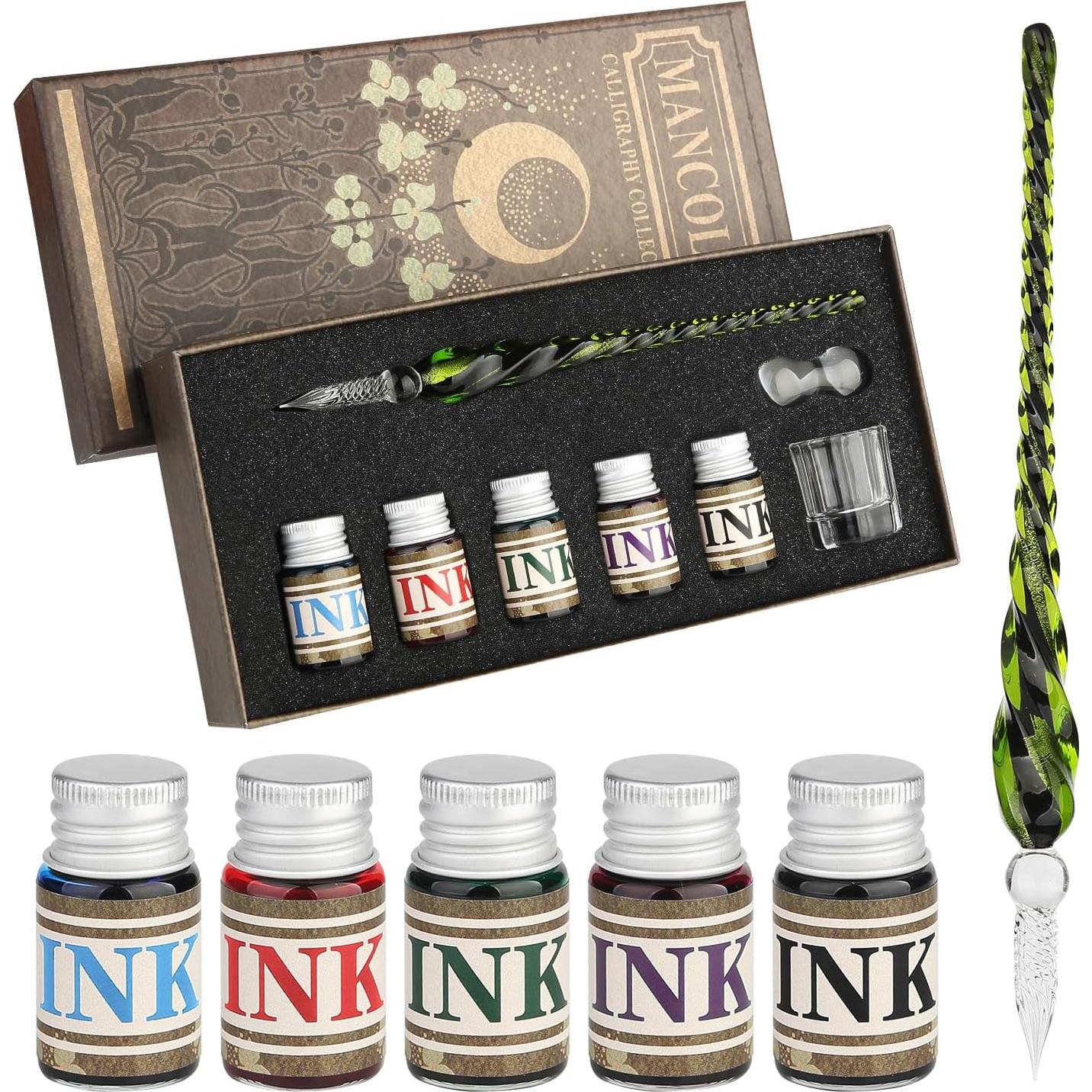 Juego de Plumas de Caligrafía Mancola con 5 Tintas Multicolor