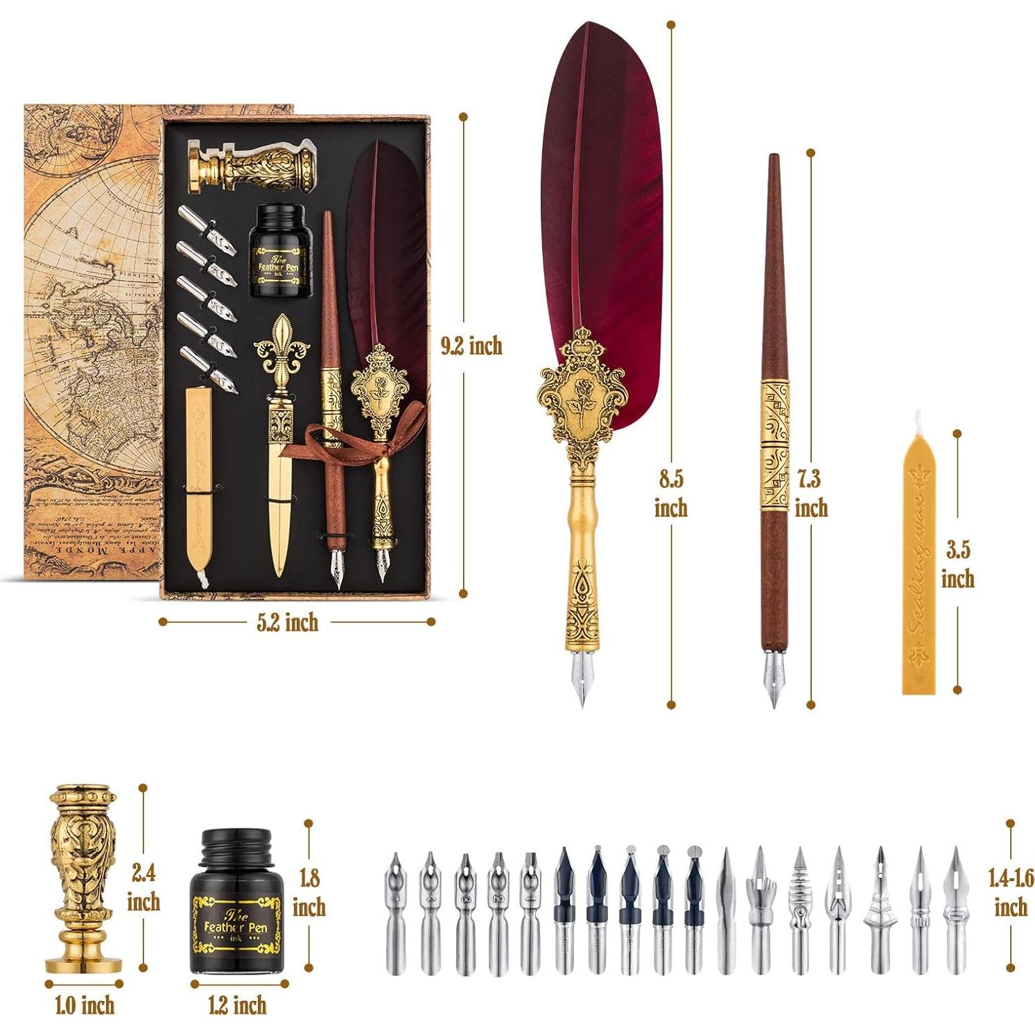 Juego de Caligrafía Hethrone 22 Piezas Plumas y Tinta