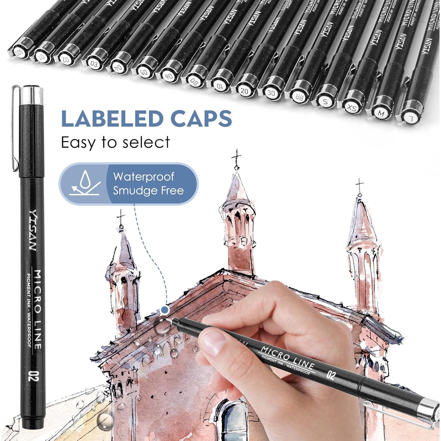 Bolígrafos de Dibujo YISAN 16 Piezas Micro Fineliner