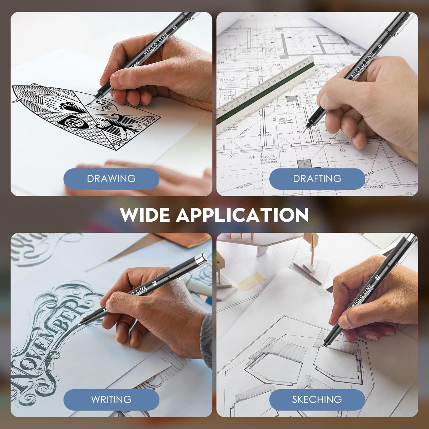 Bolígrafos de Dibujo YISAN 16 Piezas Micro Fineliner