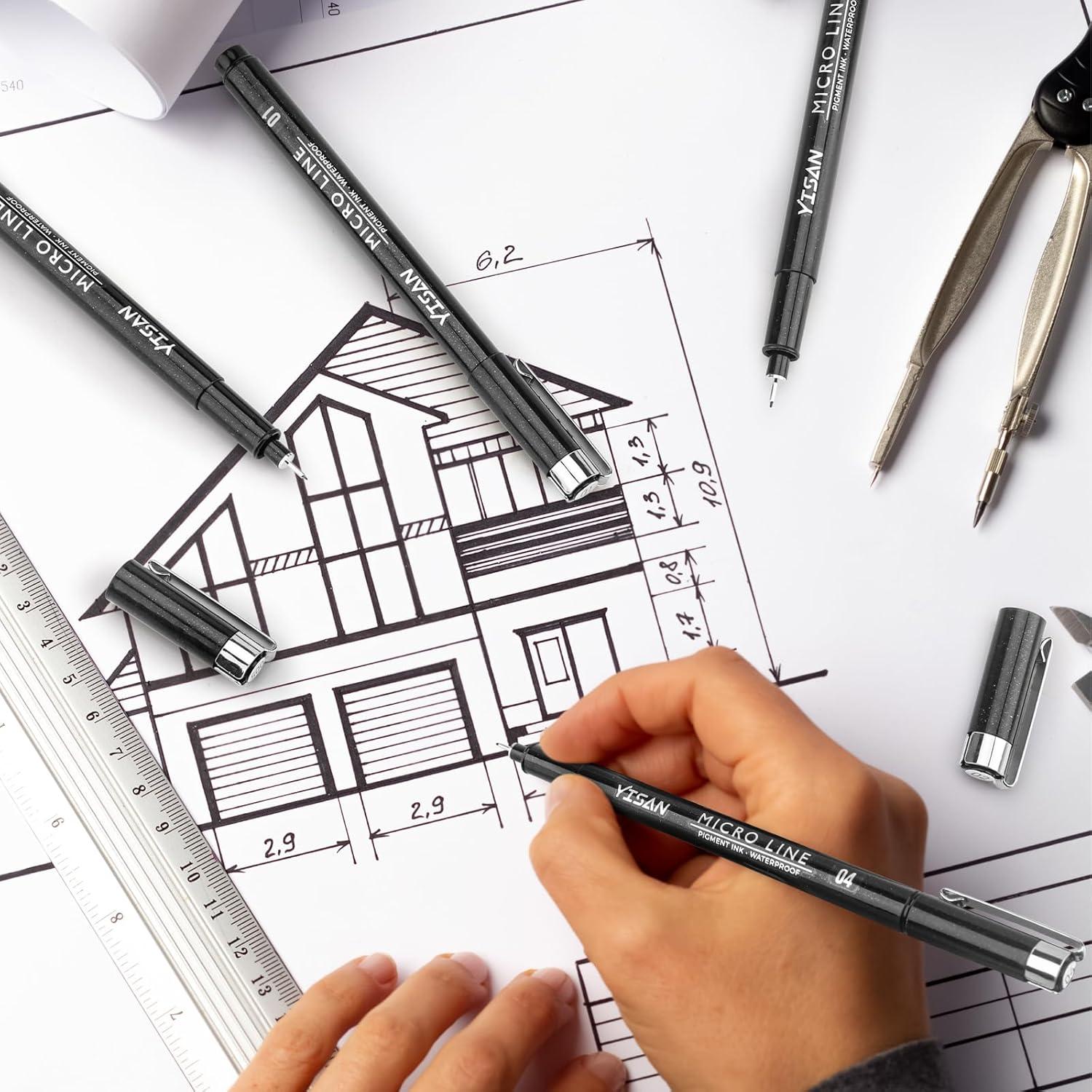 Bolígrafos de Dibujo YISAN 16 Piezas Micro Fineliner