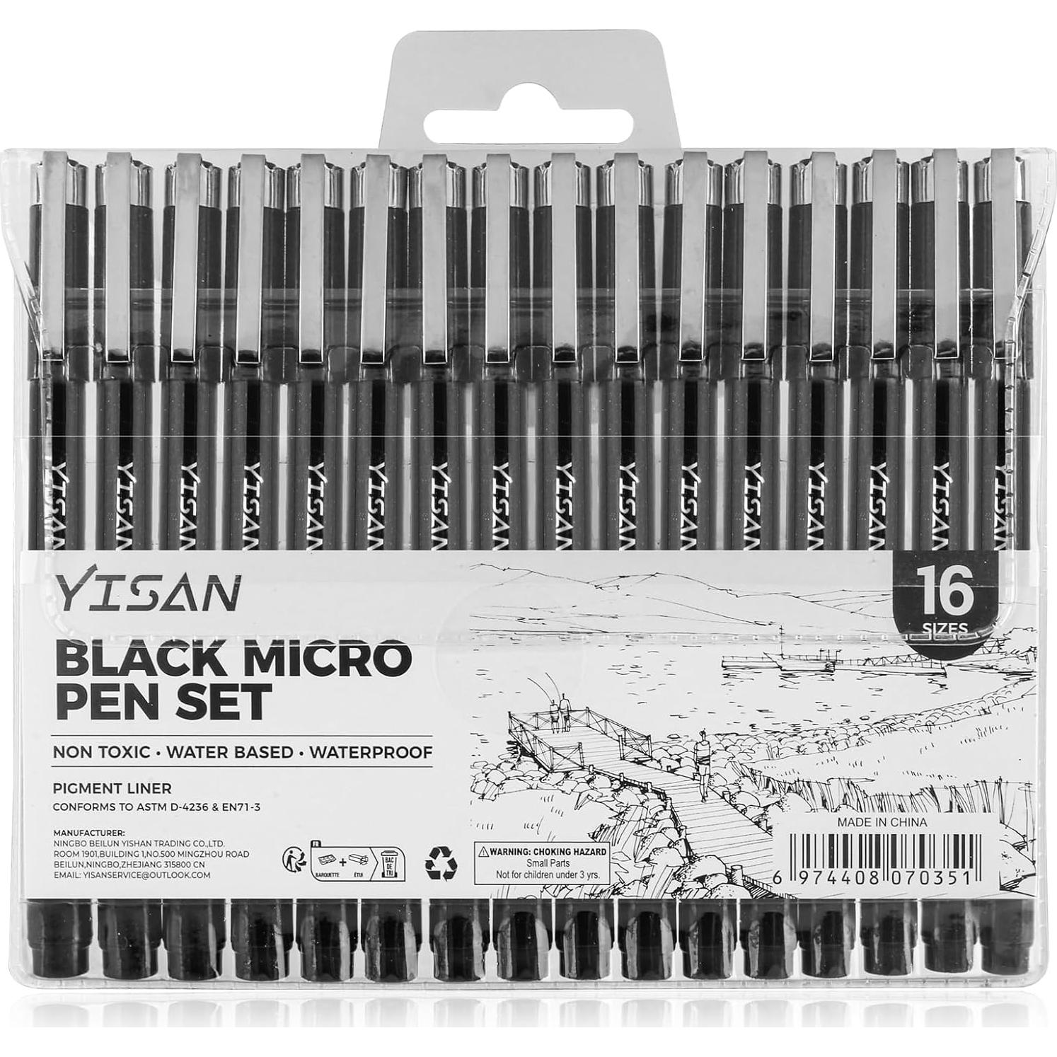 Bolígrafos de Dibujo YISAN 16 Piezas Micro Fineliner