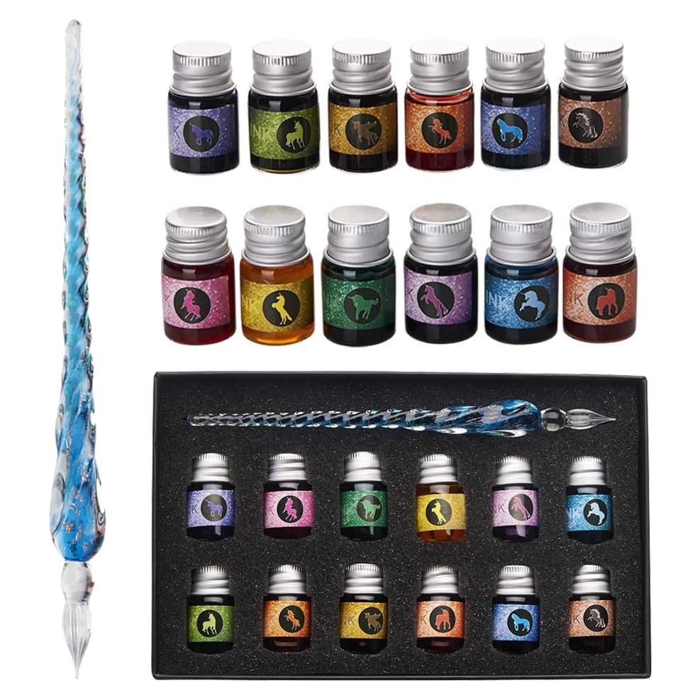 Juego de Caligrafía Mancola con 12 Tintas de Colores 7ml