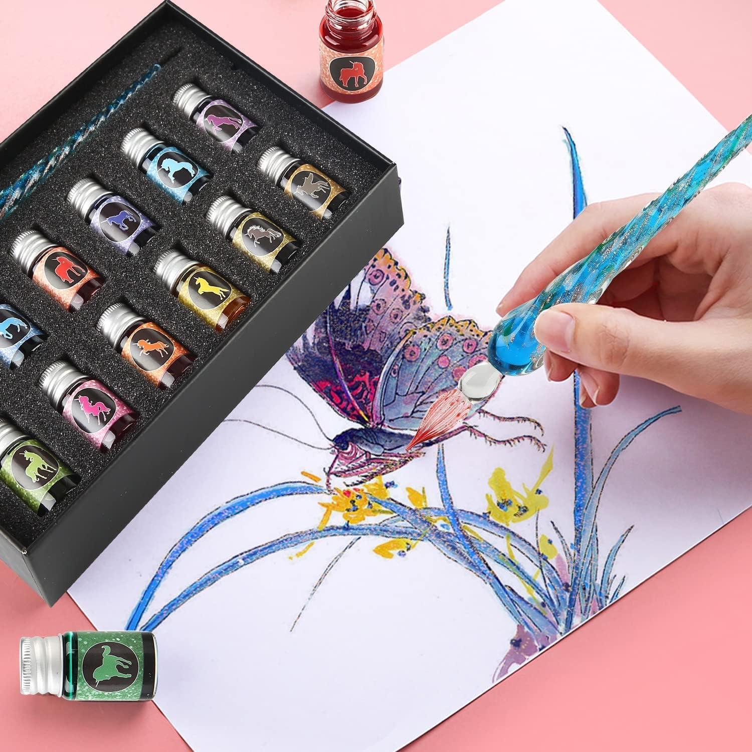 Juego de Caligrafía Mancola con 12 Tintas de Colores 7ml