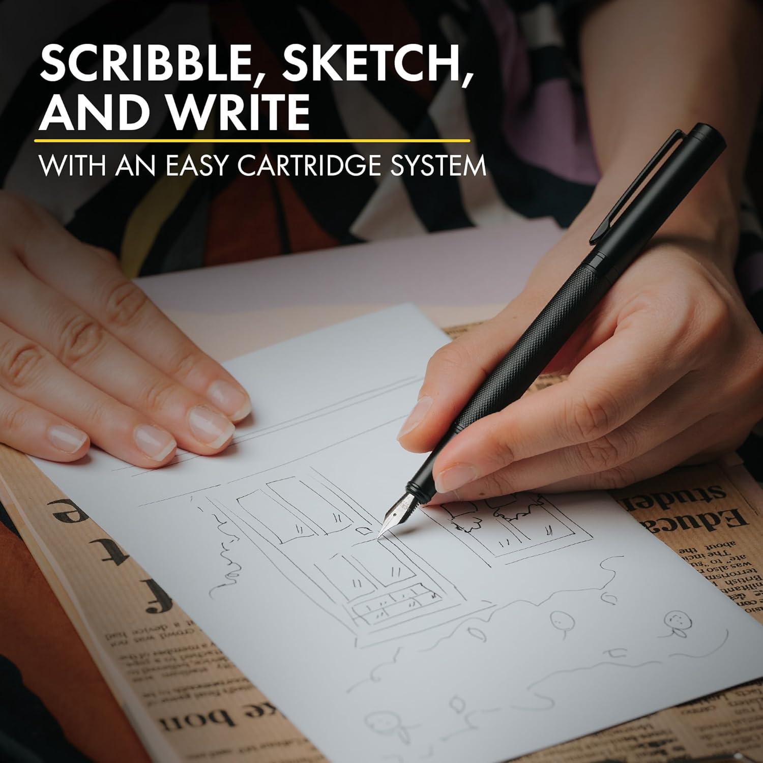 Conjunto de Plumas Estilográficas SCRIVI - Punta Extra Fina - Negro