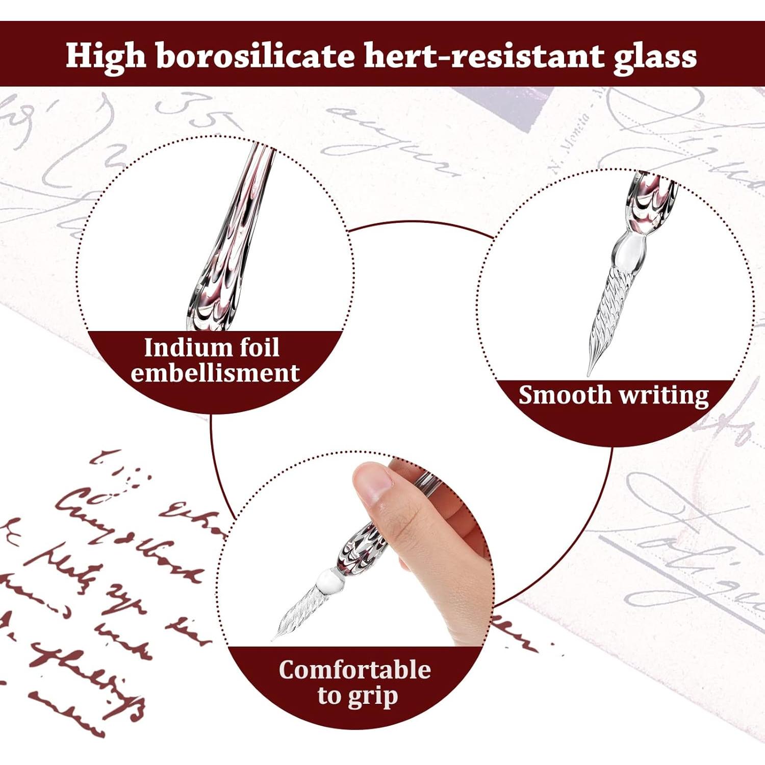 Pluma de Cristal Hecha a Mano Zonon - 6 Colores Vintage