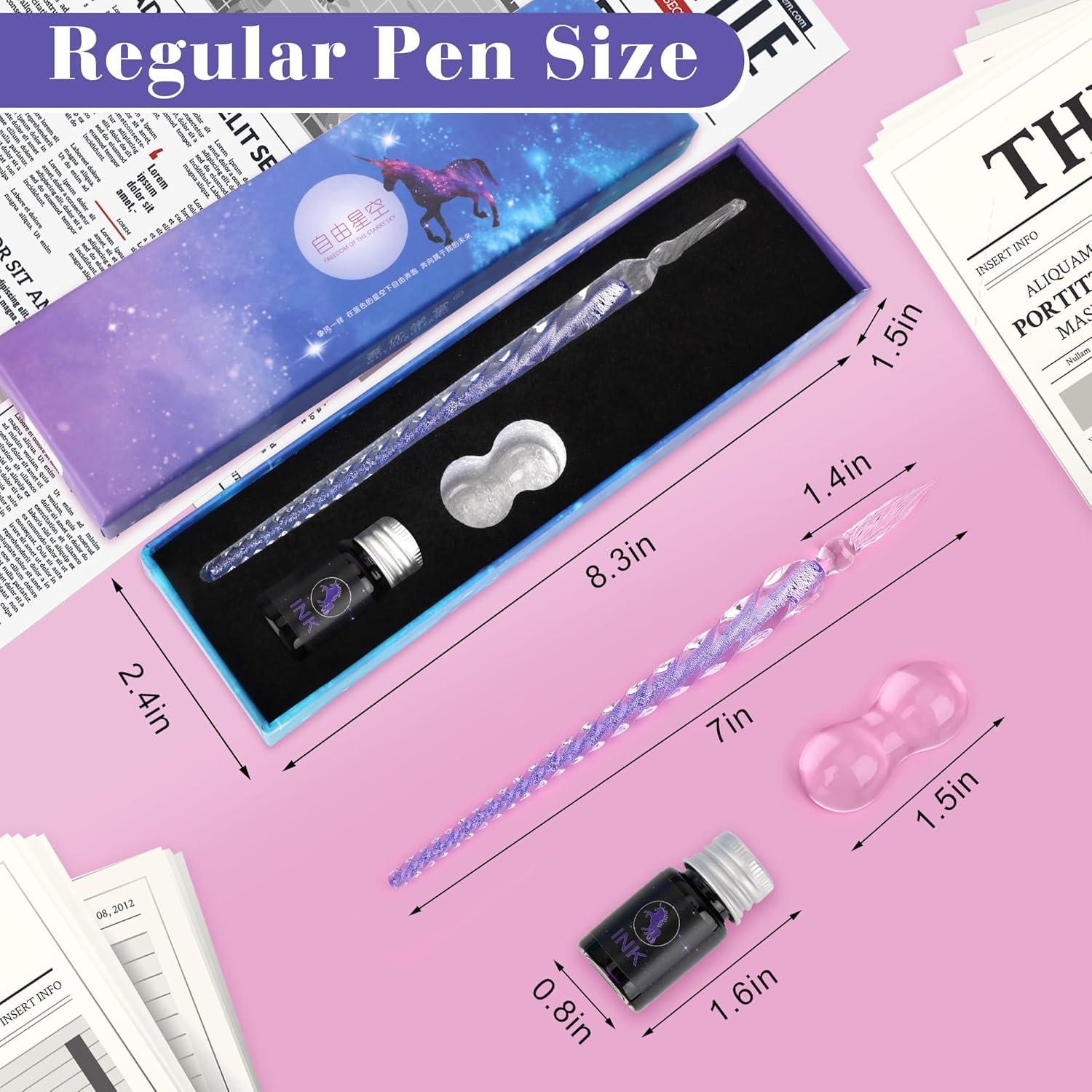 Juego de Plumas de Tinta de Vidrio Luxiv con Soporte - Púrpura