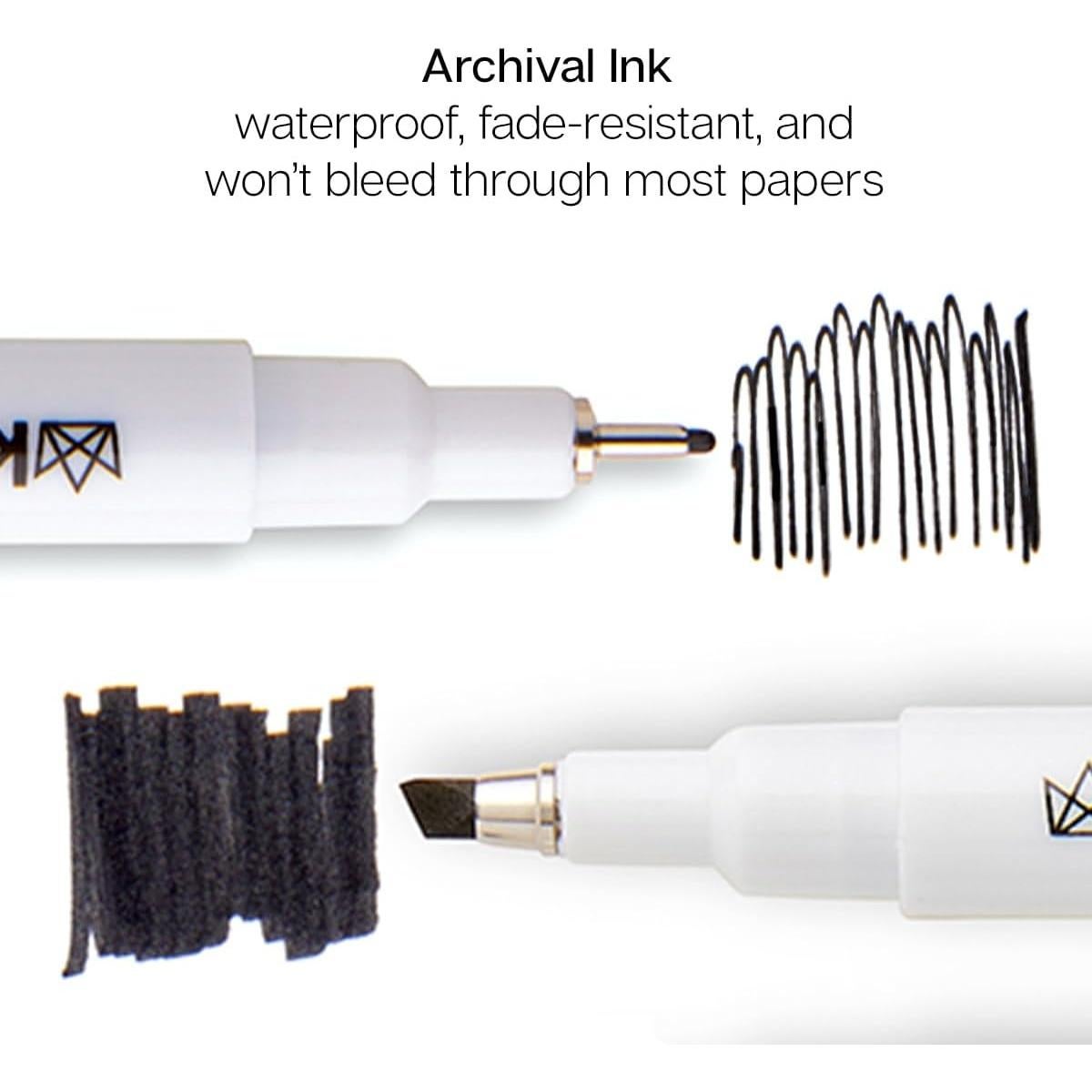 Set de Plumas Gráficas KINGART 430-10 con Tinta Negra Archival