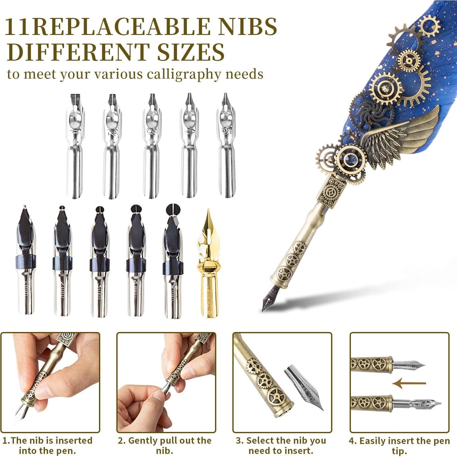 Juego de Caligrafía LongLongJin con 8 Tintas y Puntas