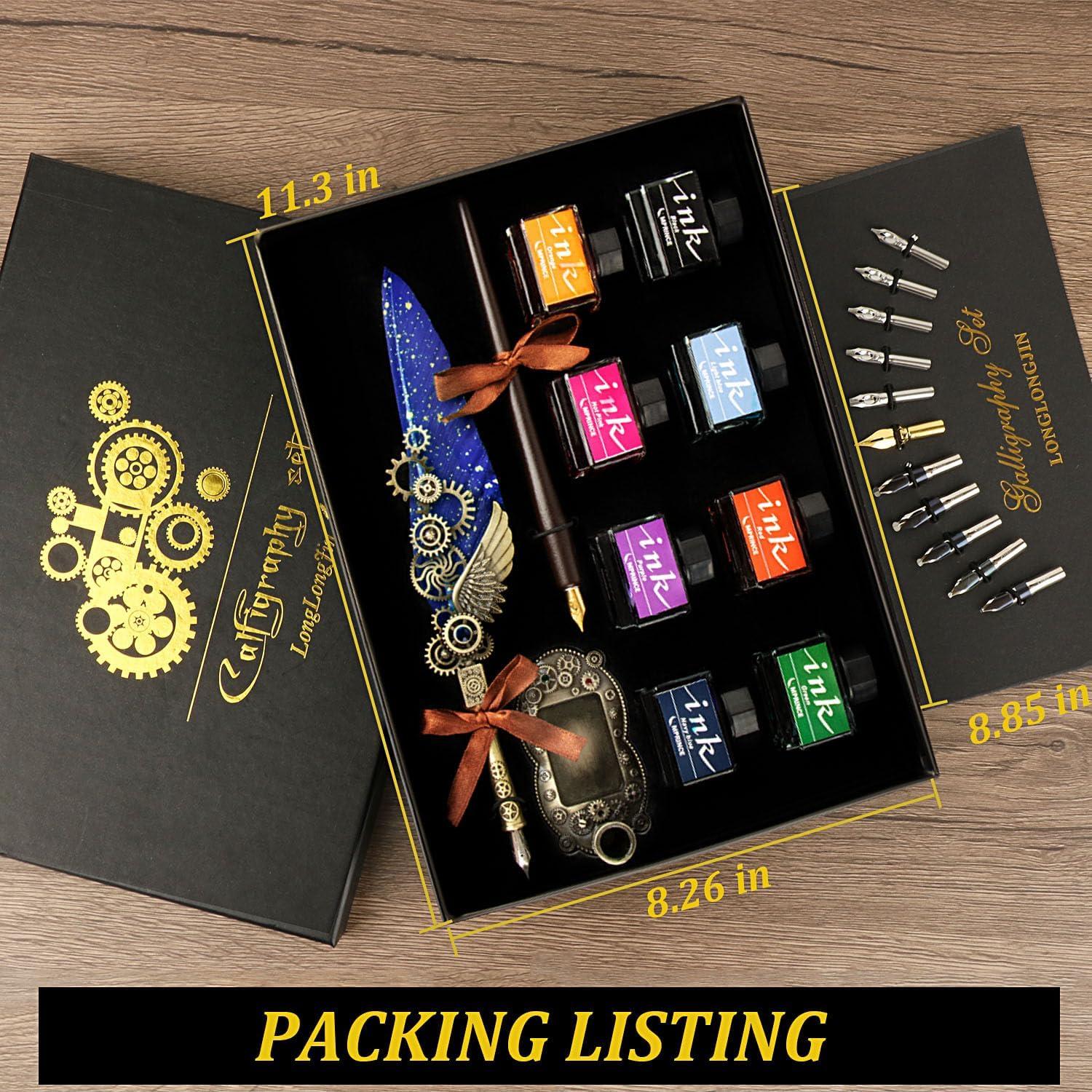 Juego de Caligrafía LongLongJin con 8 Tintas y Puntas