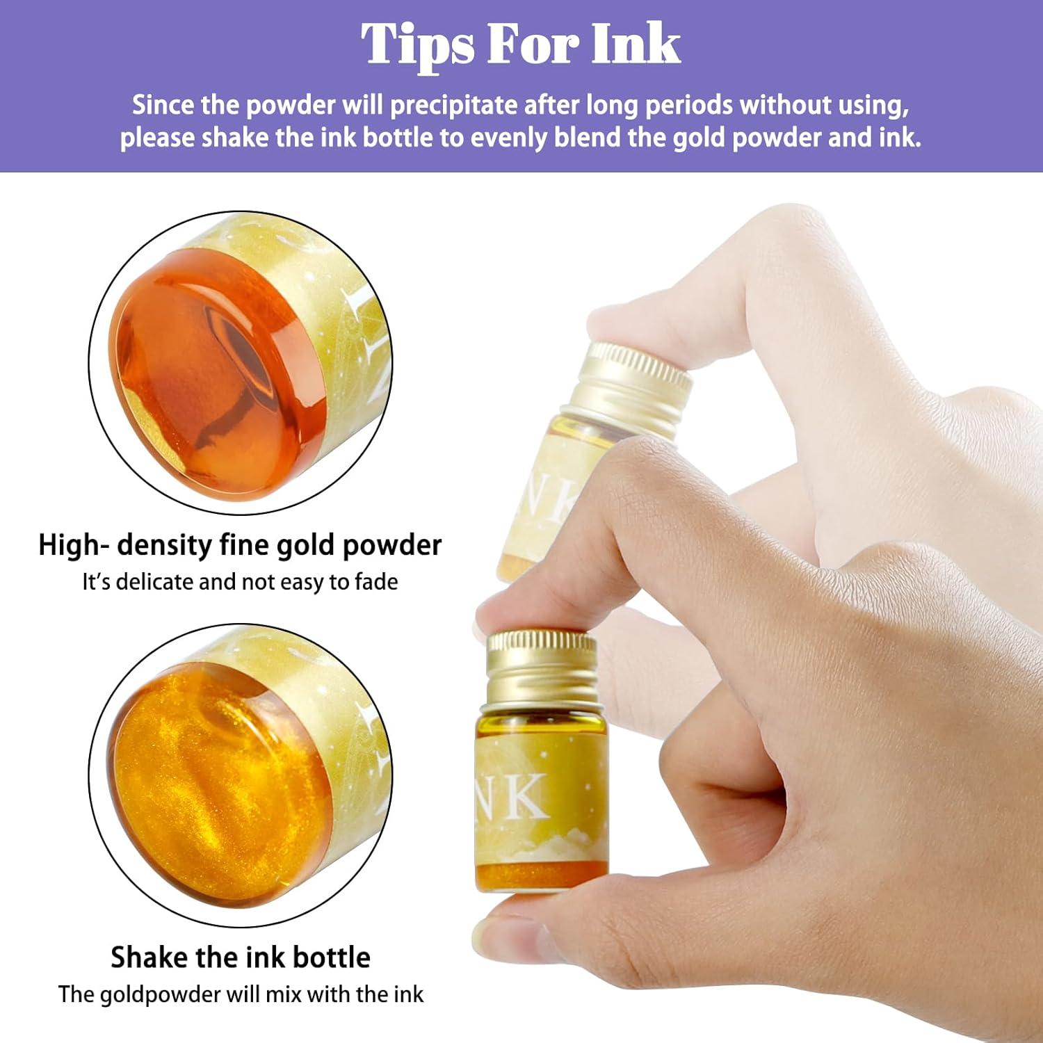 Set de Caligrafía OT-NVWOZR con 2 Plumas de Vidrio y 12 Tintas