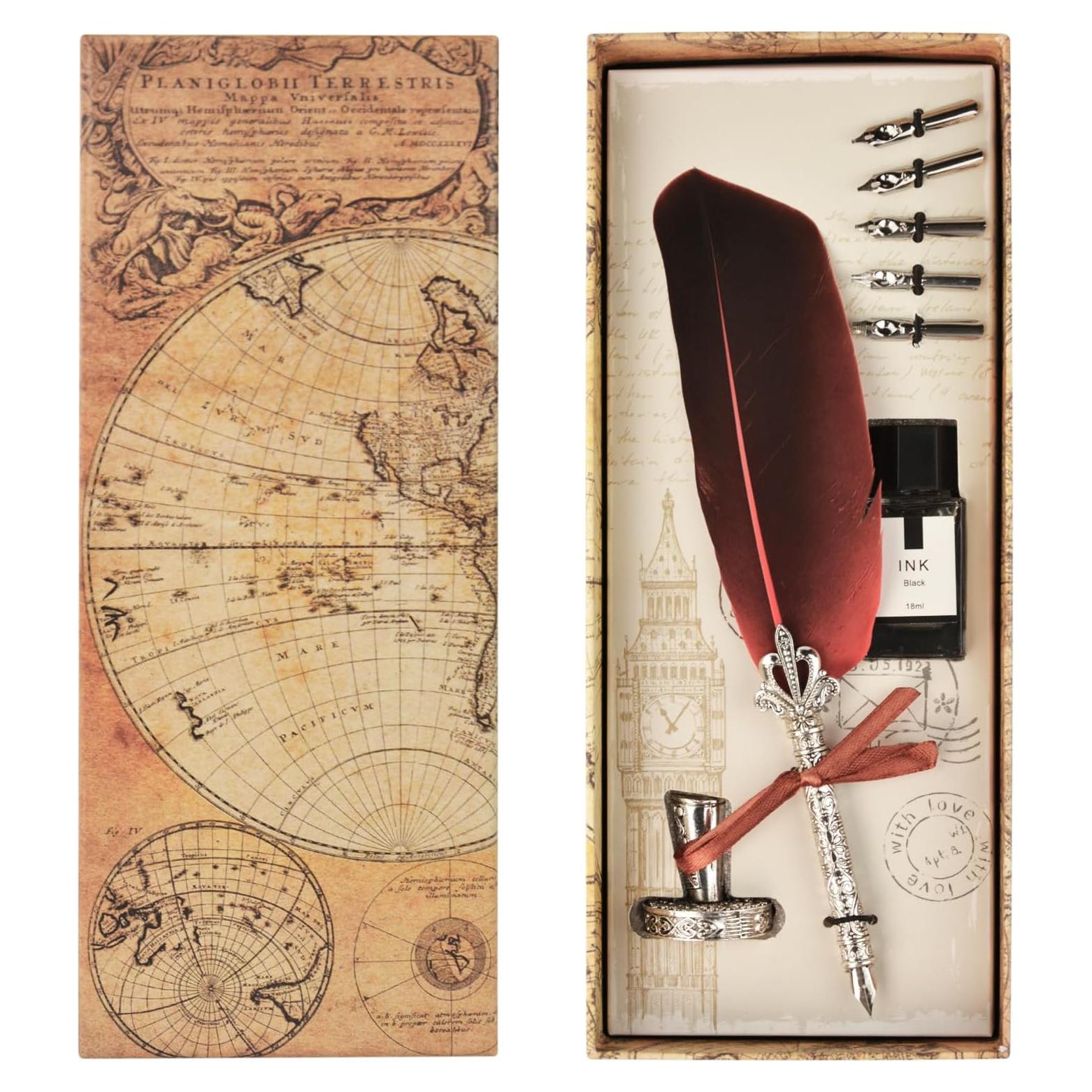 Juego de Pluma de Caligrafía Flylin con 5 Puntas y Tinta Roja