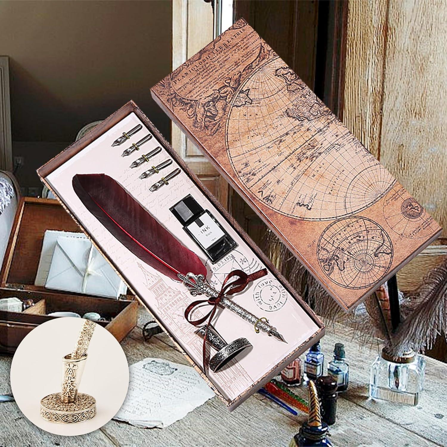 Juego de Pluma de Caligrafía Flylin con 5 Puntas y Tinta Roja