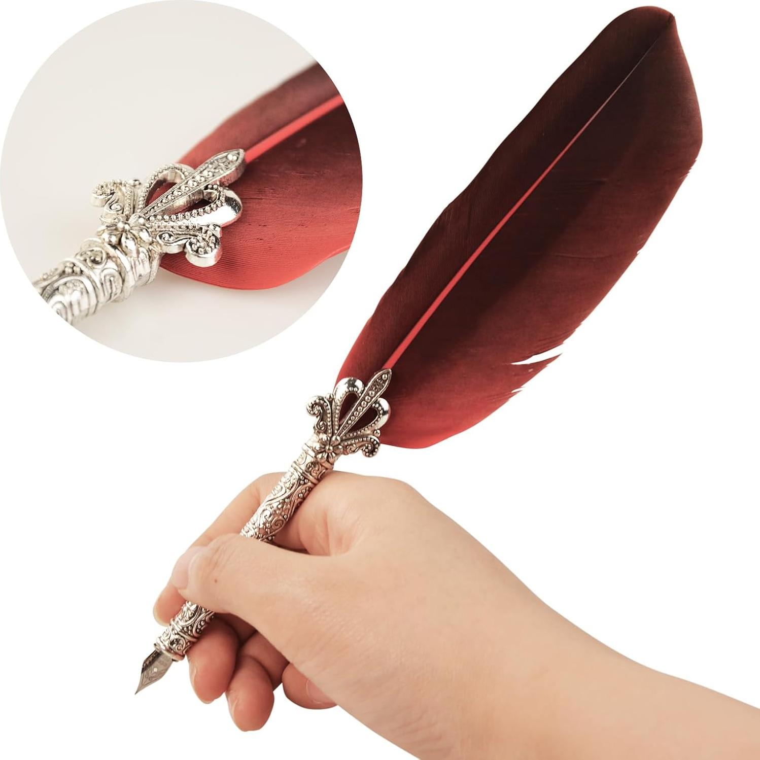 Juego de Pluma de Caligrafía Flylin con 5 Puntas y Tinta Roja