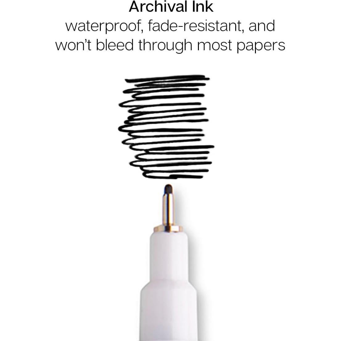 Set de 6 Plumas Gráficas KINGART 430-6 Tinta Negra Archival