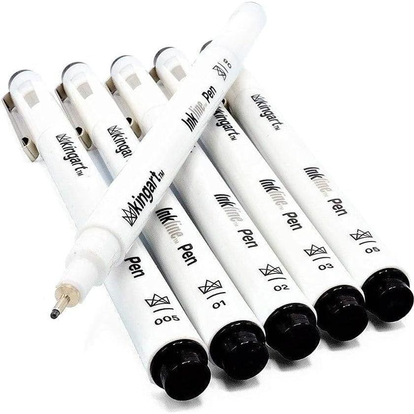 Set de 6 Plumas Gráficas KINGART 430-6 Tinta Negra Archival