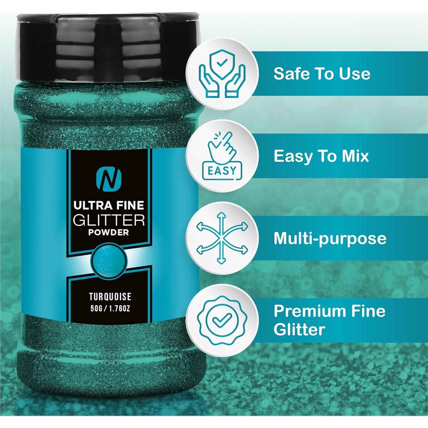 Brillo Extra Fino Turquesa 50g Novarbee para Manualidades