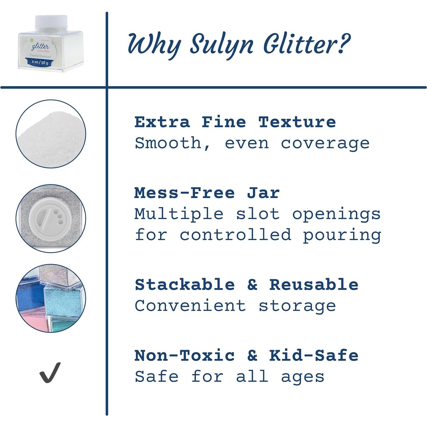 Tarro apilable de purpurina extra fina Sulyn 2 oz no tóxico