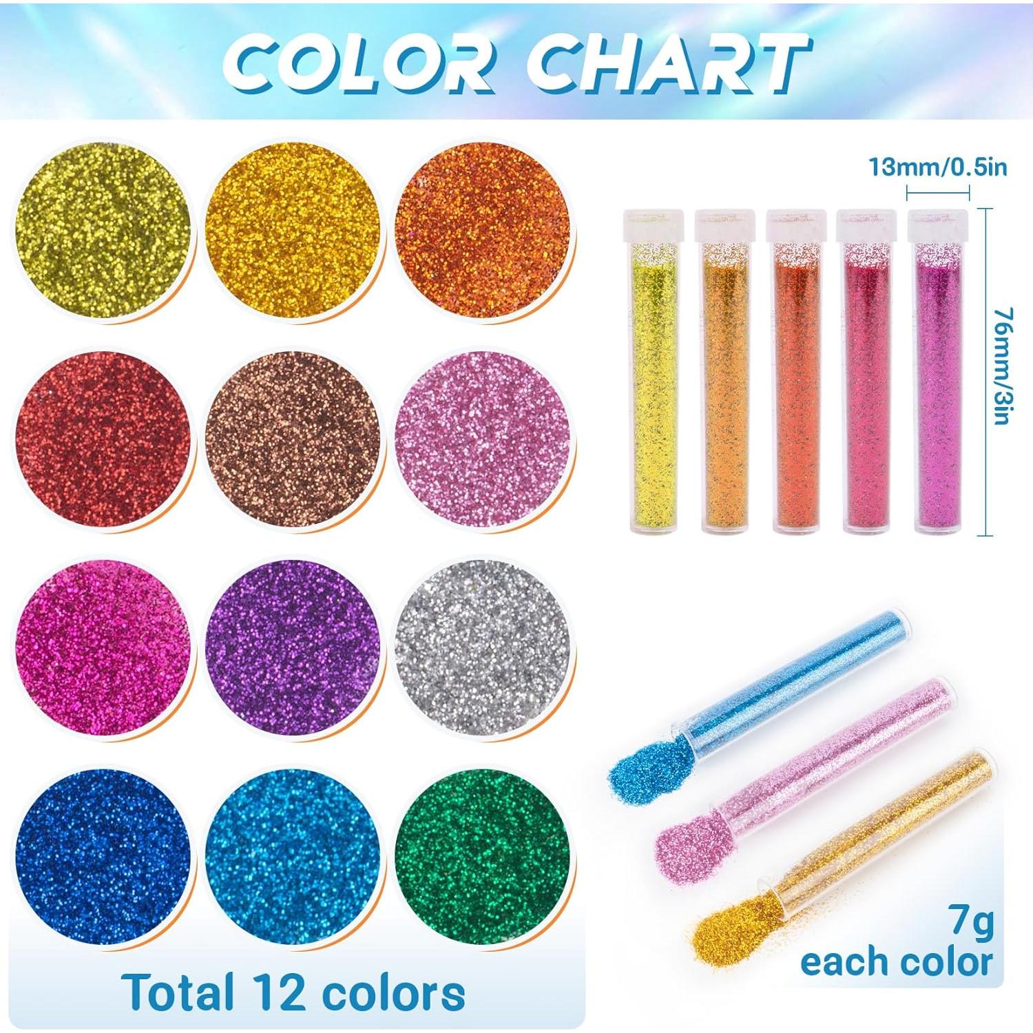 Set de 36 Polvos Brillantes MAQIHAN para Manualidades 252g