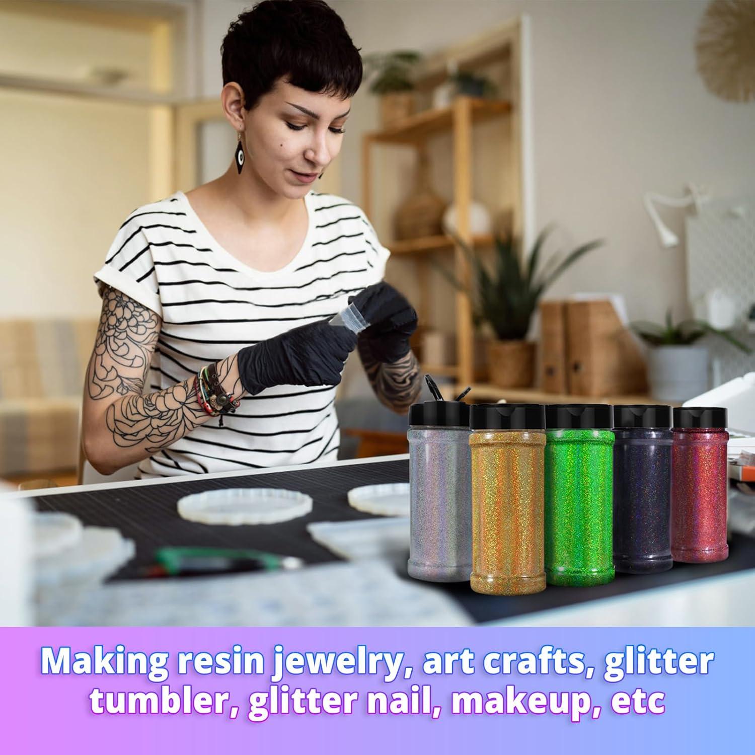 Polvo de Brillo Fino Holográfico HTVRONT 200g Turquesa