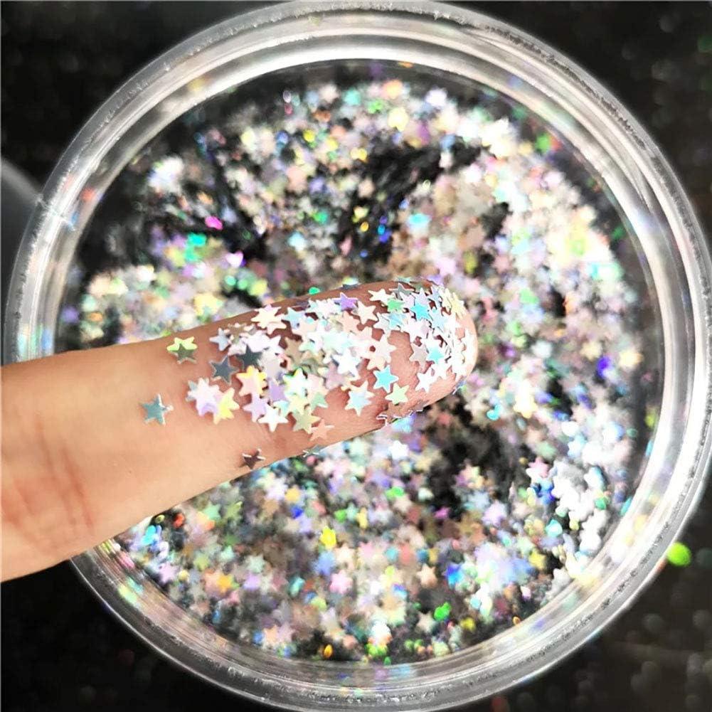 Confeti de Estrellas Brillantes 3mm JHere - 10g Plata Holográfica