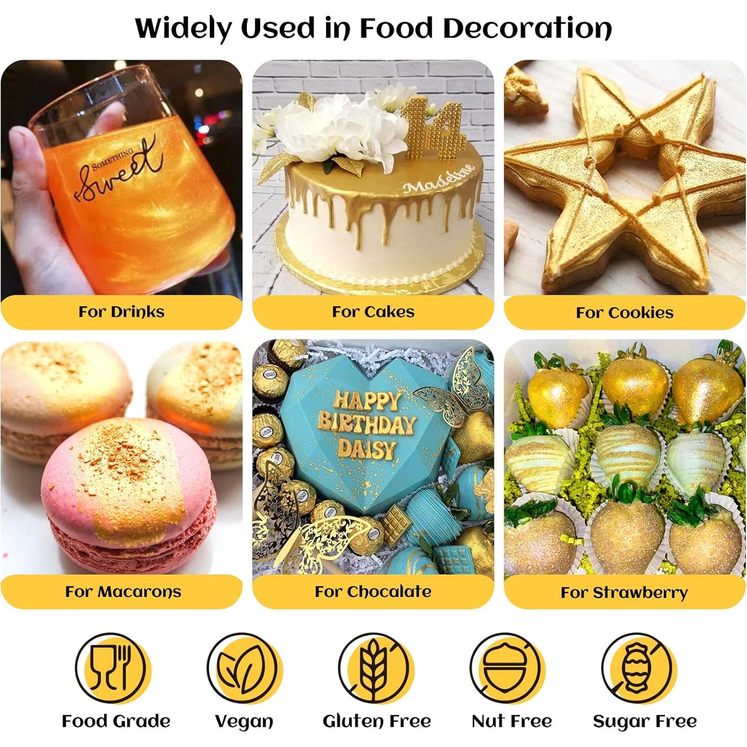 Polvo Brillante Comestible INOCERIS 5g Color Dorado